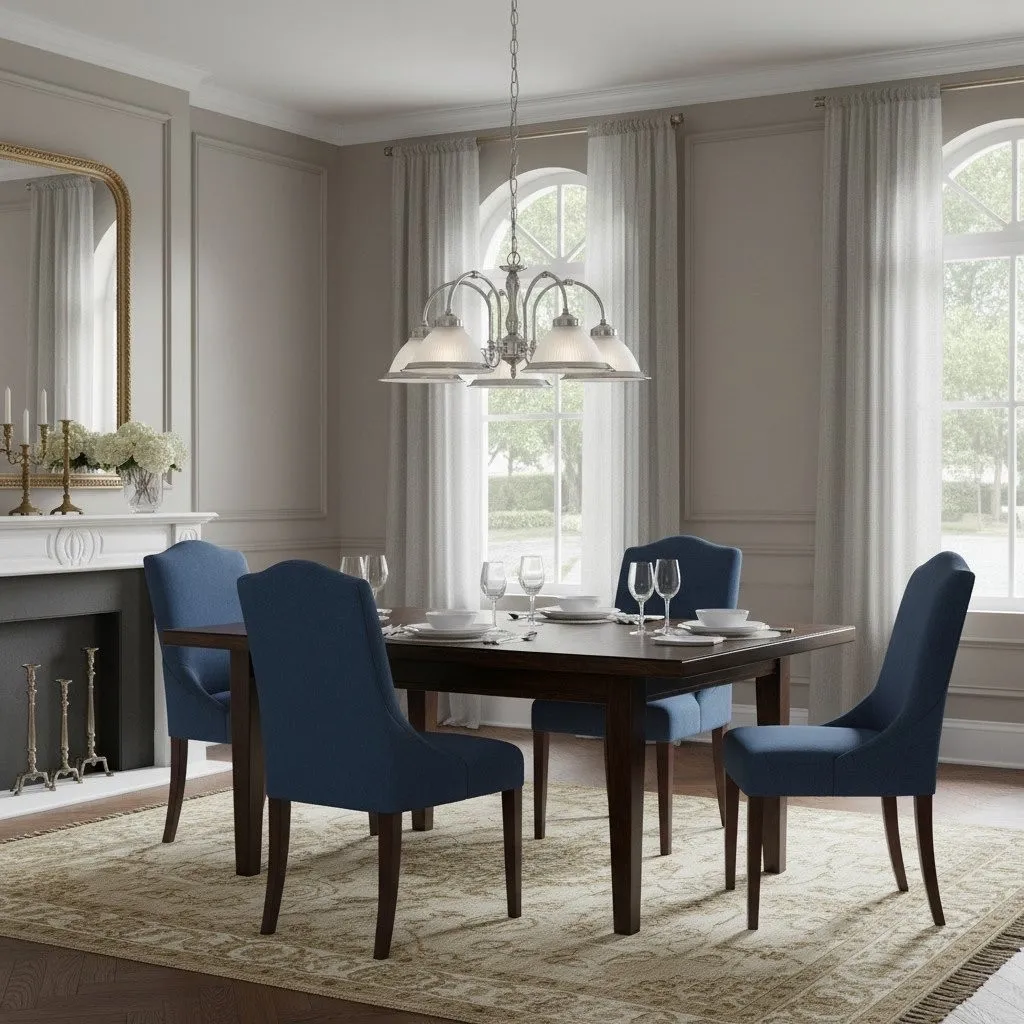 TF Vintora Ribbed Glass Pendant Light - Elegant Metal Trim for Kitchens, Dining Areas and Hallways KL1978