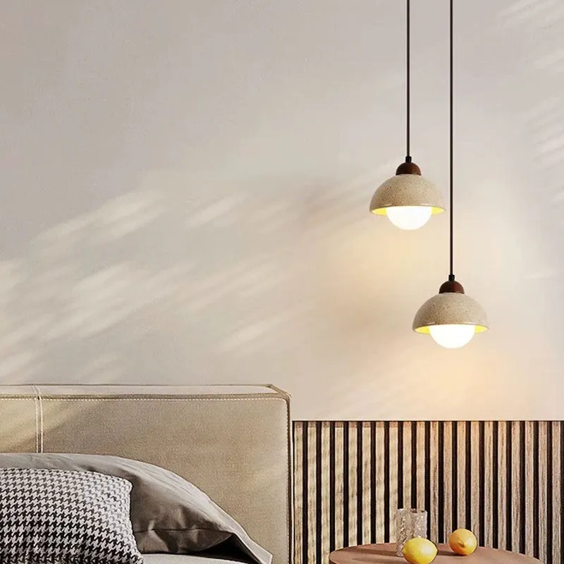 Traditional Japanese Travertine Wood Pendant Lamp KL710