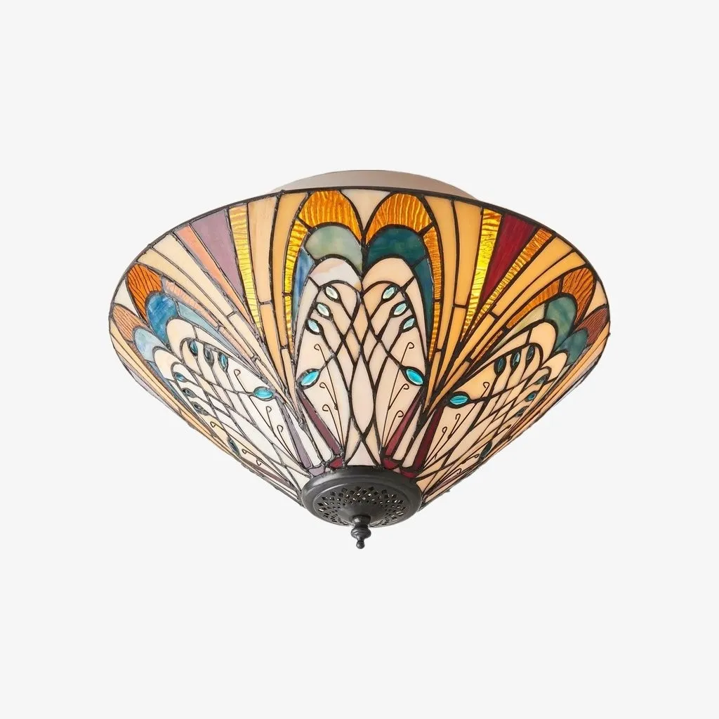 TF Hector Ceiling Light - Handcrafted Stained Glass Design Semi‑Flush or Pendant Fixture for Home KL1974