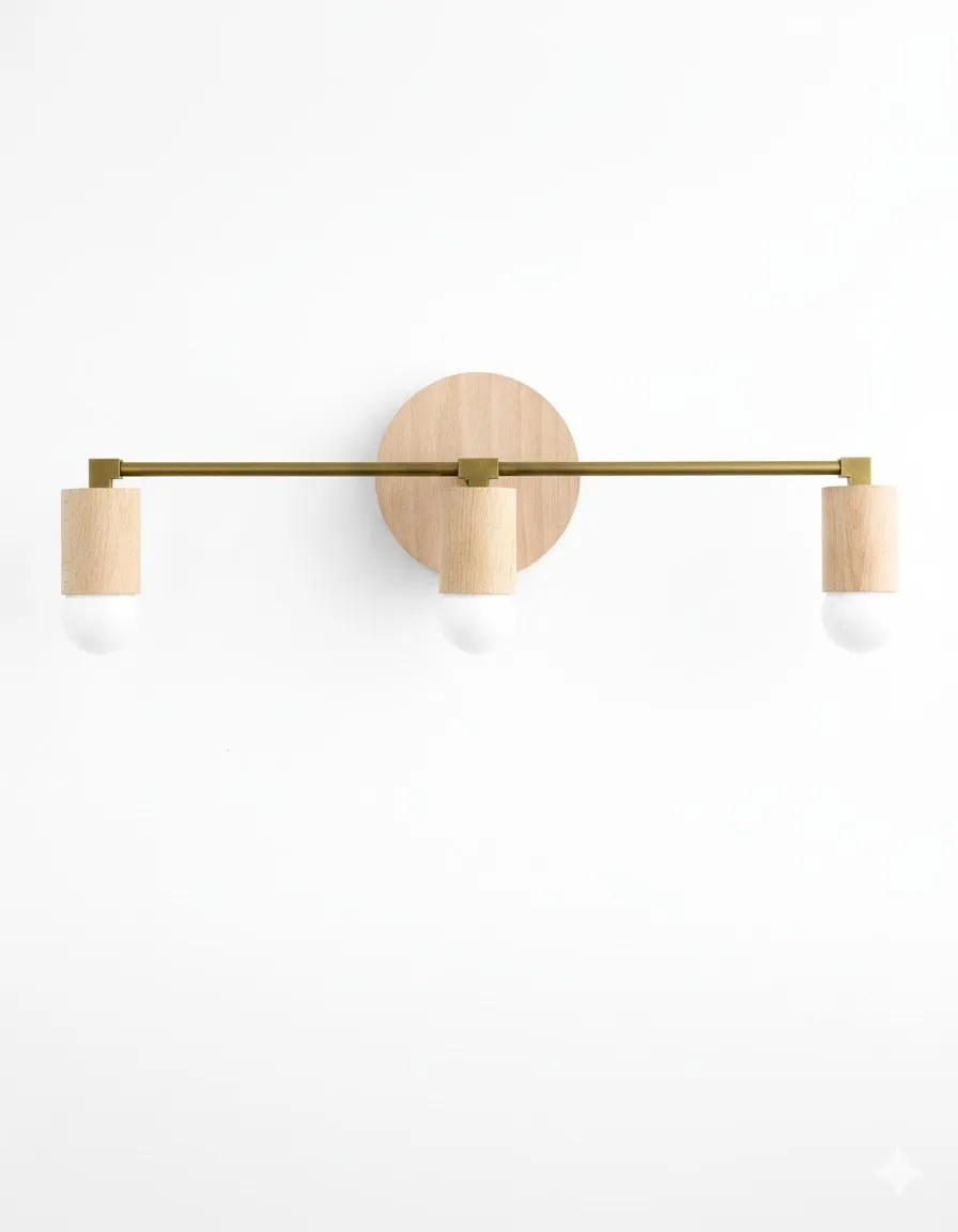 Mobilux Line Wood and Vanity Light - Bohemian Bathroom Lighting Fixture KL1469