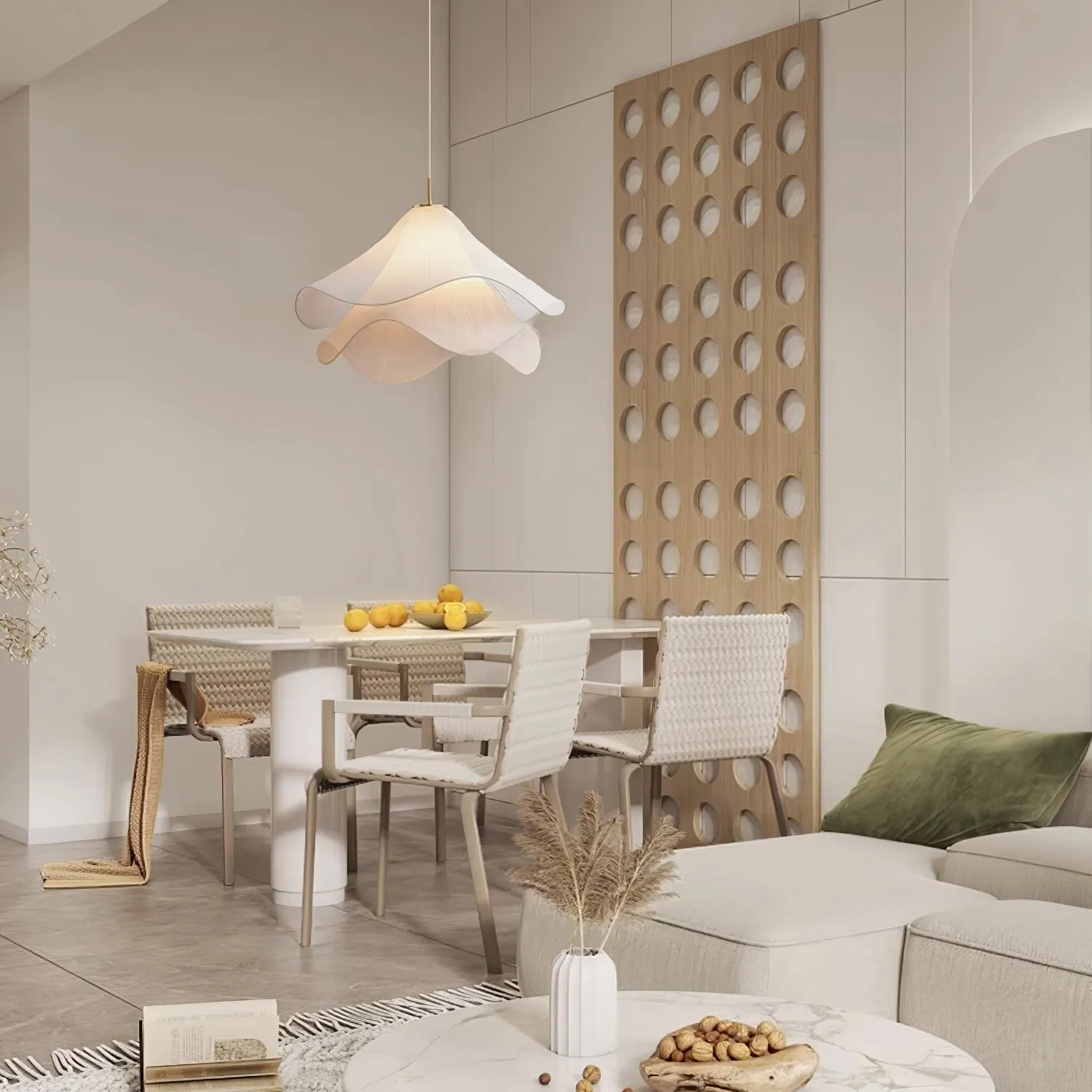 Ethereal Bloom Sculptural Fabric Pendant Light – Modern Floral-Inspired Lighting for Dining & Living Space KL1160