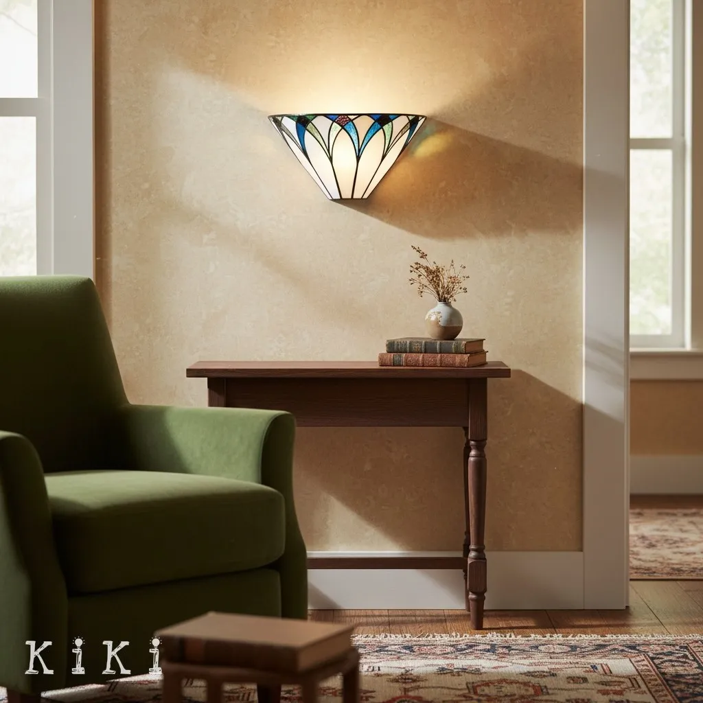 TF Allanton Metal and Glass Wall Light - Art Deco Sconce for Hallway or Living Room KL1767