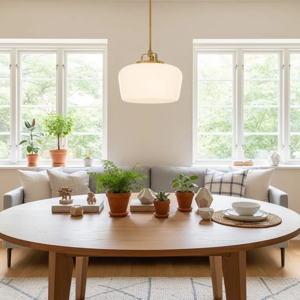 Lirra Minimalist Globe Pendant Light - Opal Glass Finish Lamp for Dining Area or Kitchen KL1714