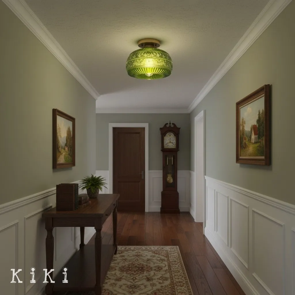 Lurex Engraved Glass Ceiling Light - Classic Floral Semi Flush Mount for Interior KL830