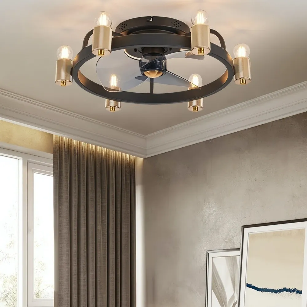 Vintage Industrial Black Ceiling Fan Light For Dining Room KL942