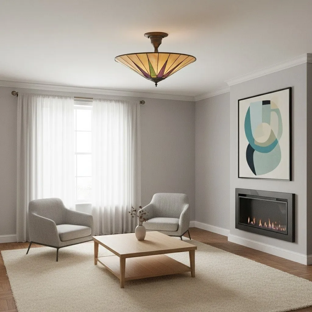 TF Dark Star Design Stained Glass Ceiling Light - Versatile Lighting for Living Room KL1989