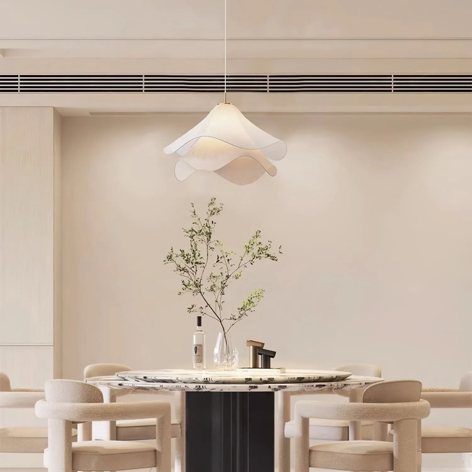 Ethereal Bloom Sculptural Fabric Pendant Light – Modern Floral-Inspired Lighting for Dining & Living Space KL1160