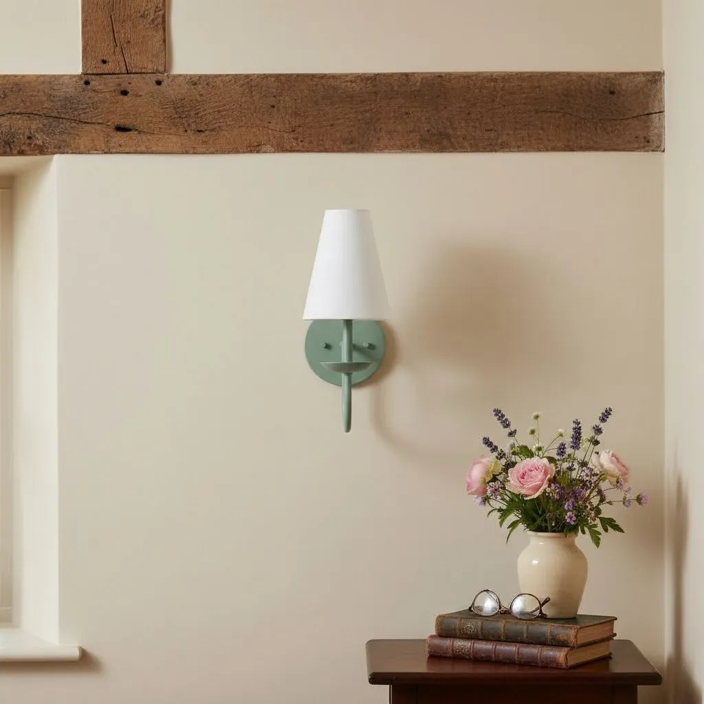 Curva Metal White Linen Sconce - Classic Brass Wall Light for Bedrooms KL1520