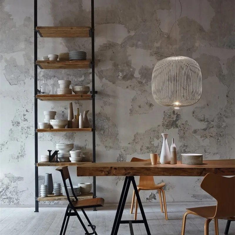 Metal Frame Spokes Pendant Light - Airy Wire Design Lighting for Kitchen Island