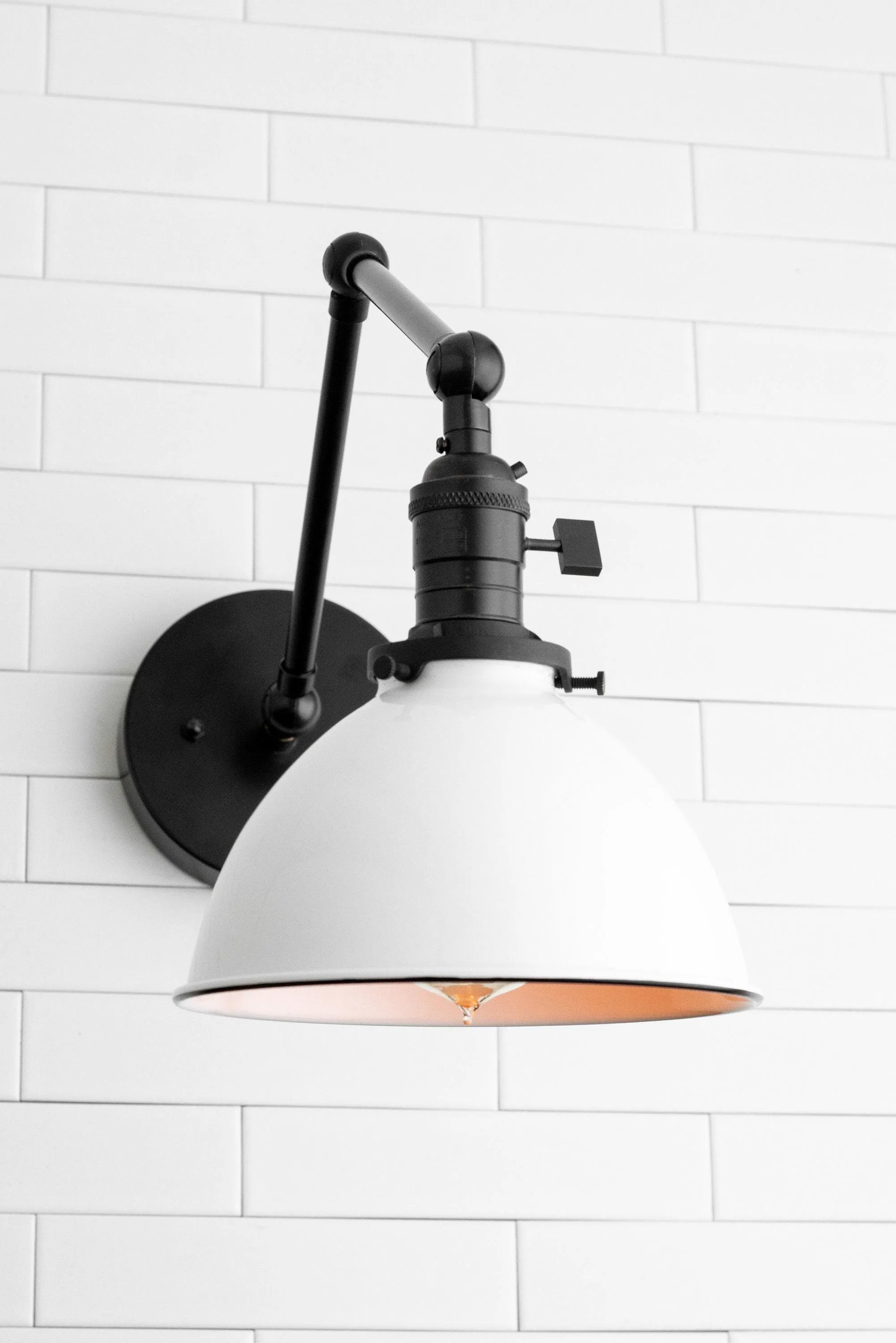 Conique Metal Vintage Industrial Swing Arm Wall Lamp - Adjustable Dome Shade for Study KL1440