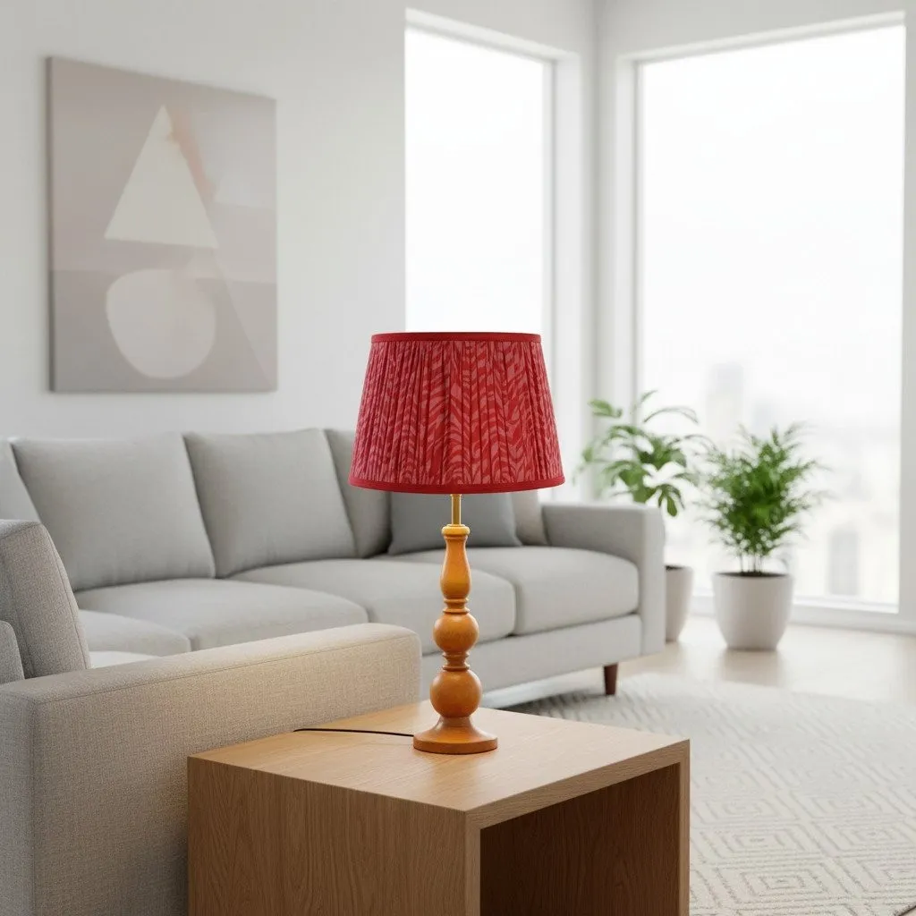 Grainora Soft Fabric Shade Table Lamp - Sculptural Wooden Base Lamp for Interiors KL2129