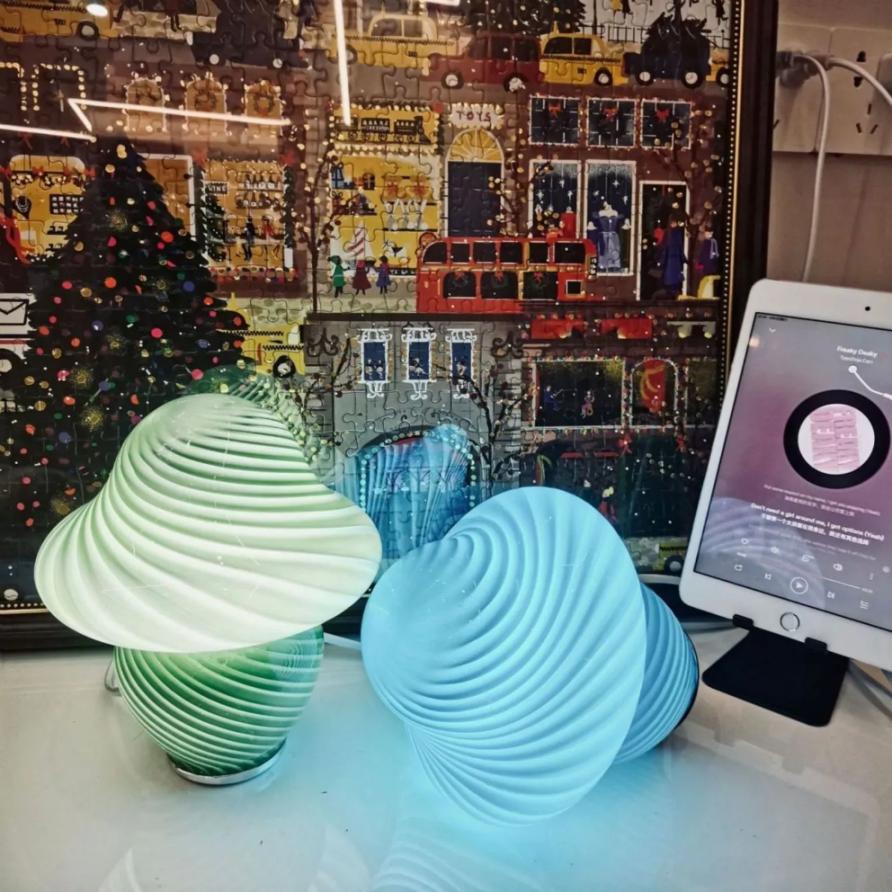 Modern Stained Glass Mushroom Night Light KL33