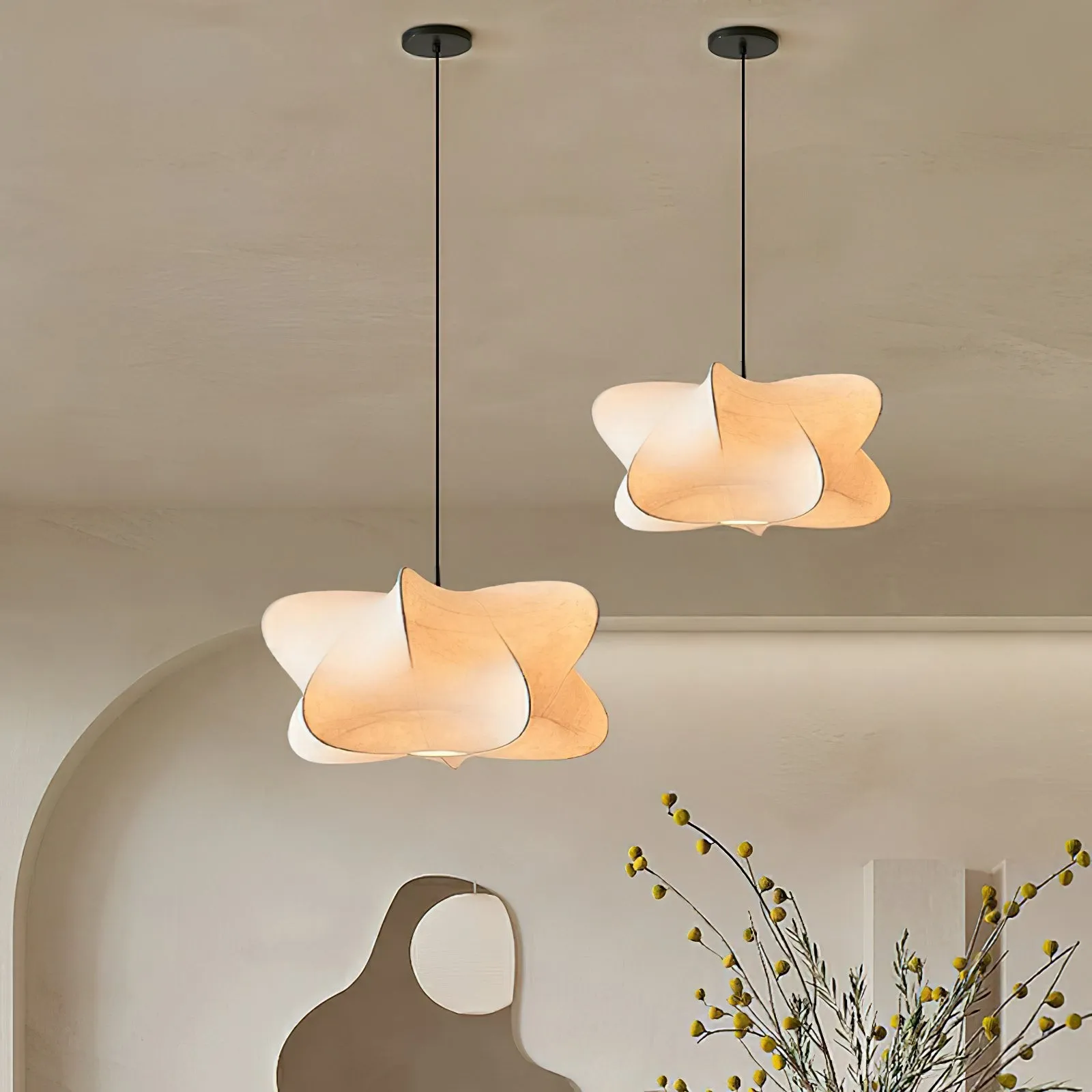 Lunaveo Elegant Silk Pendant Light - Modern Cloud Pendant Light for Living Room KL356