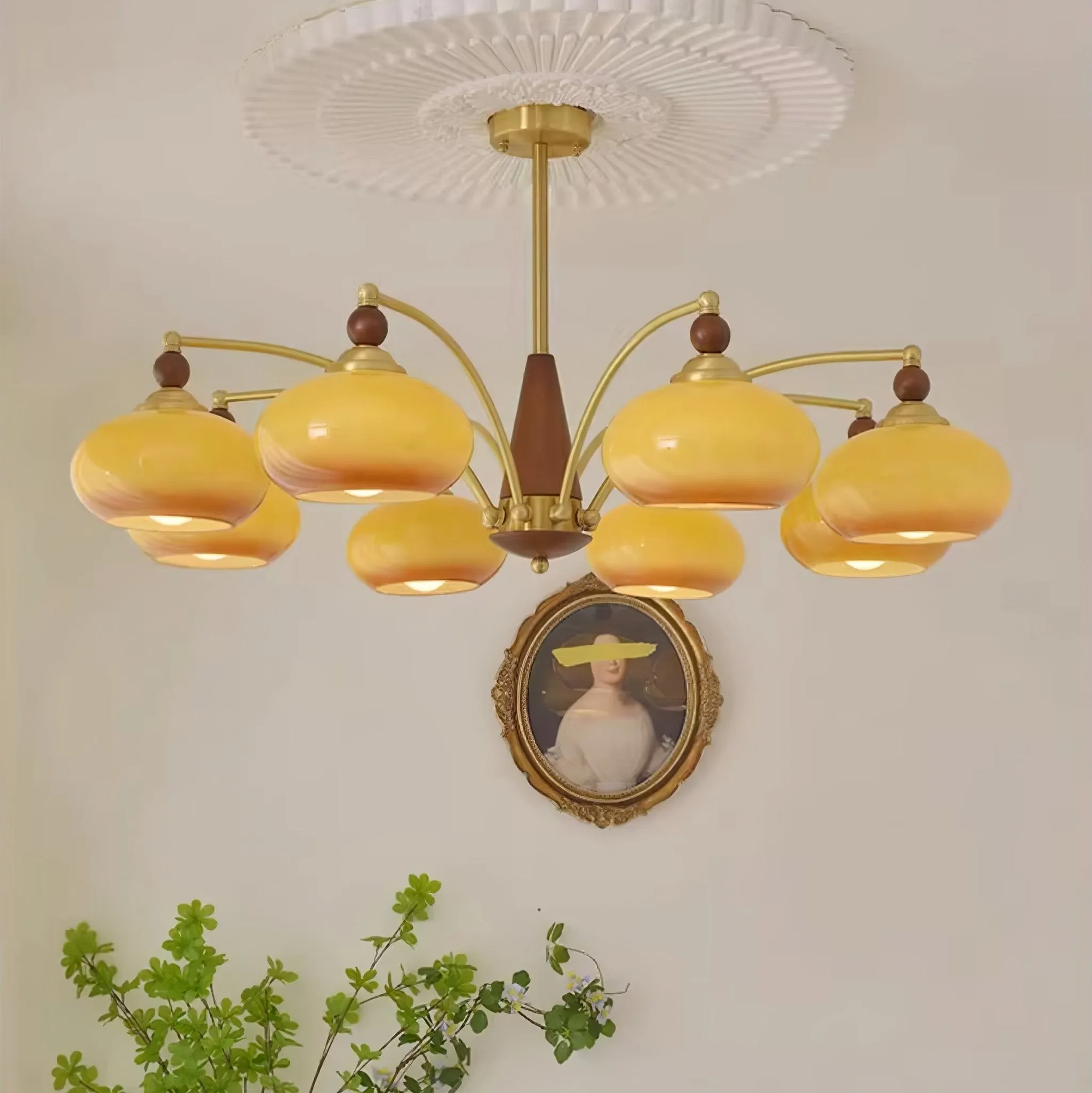 Vintage Multihead Persimmon Chandelier KL609