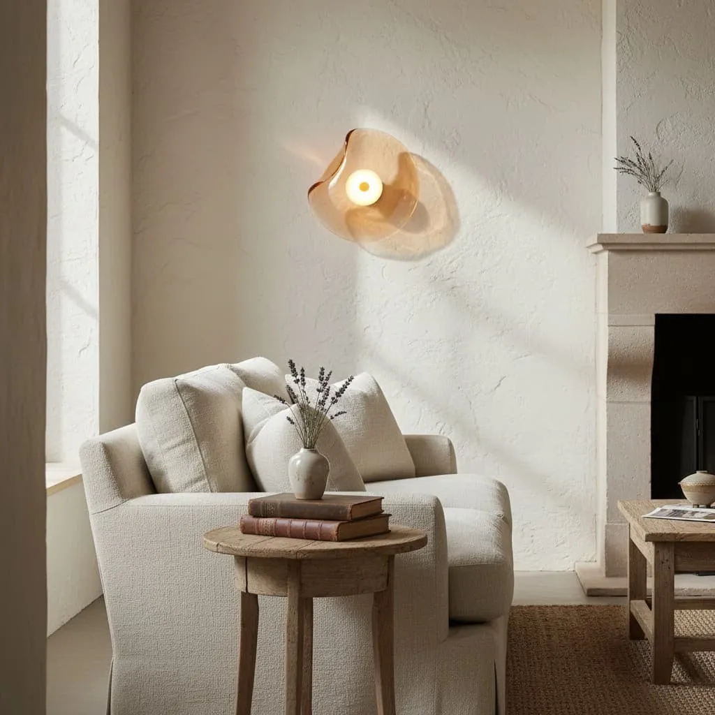 Lunacrest Elegant Curved Glass Wall Sconce - Contemporary Disc Sconce for Bathroom and entry KL2145