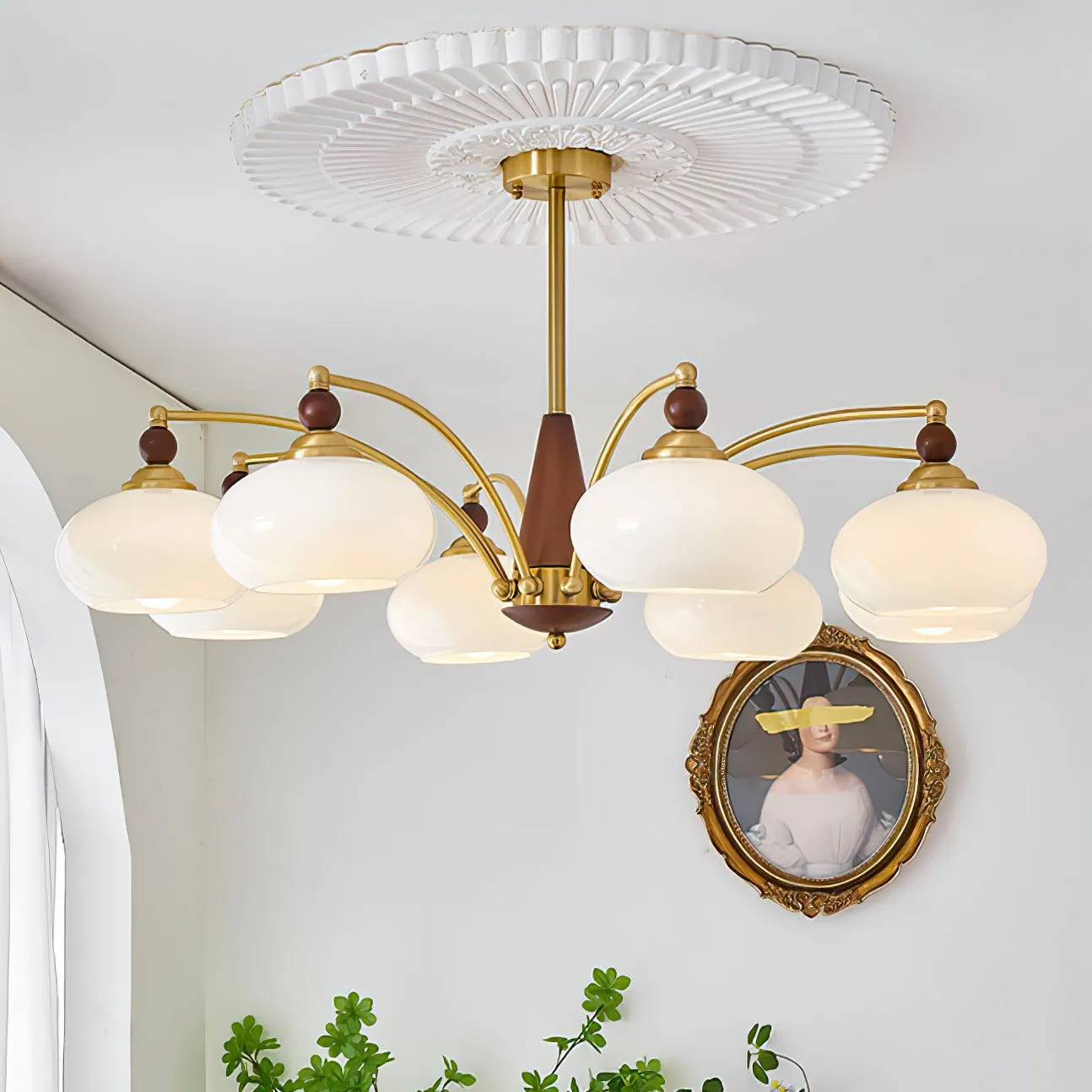 Vintage Multihead Persimmon Chandelier KL609