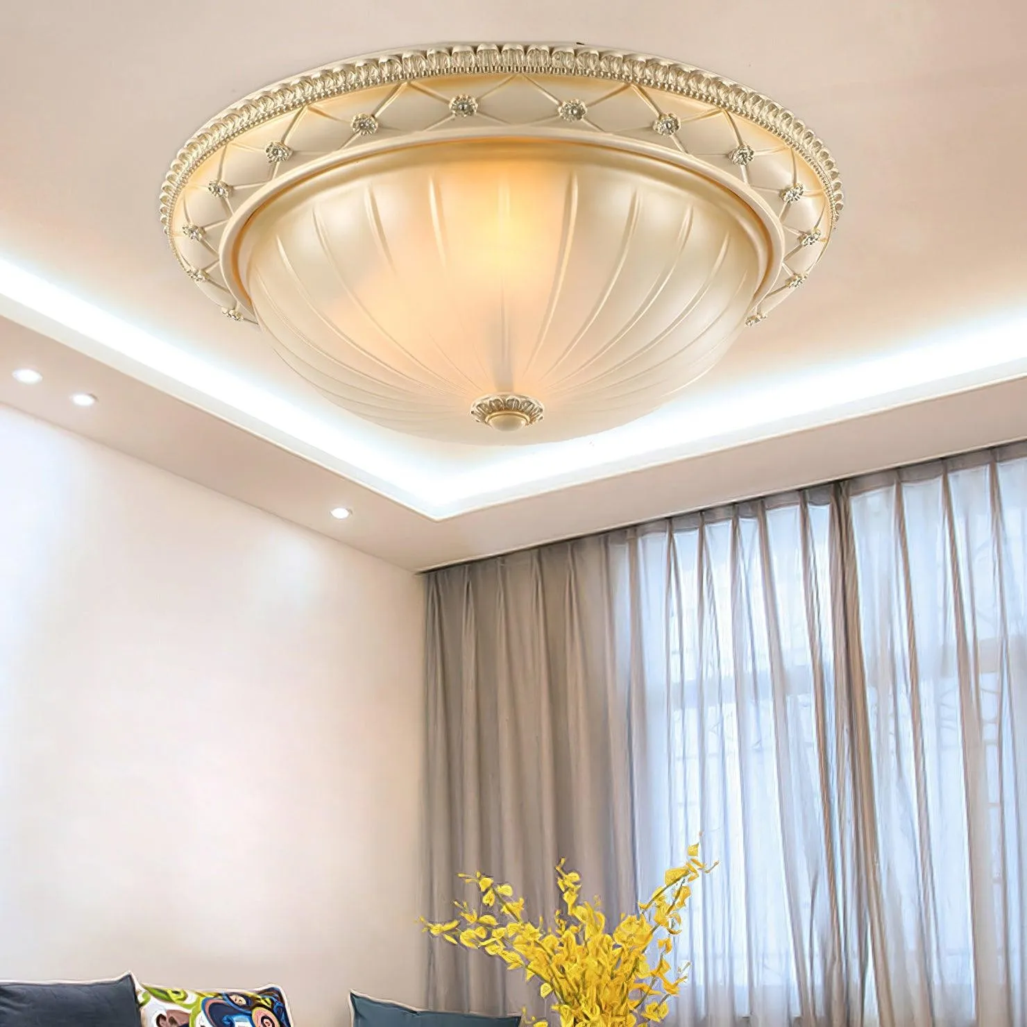 European Vintage Style Resin Ceiling Light for Bedroom KL358