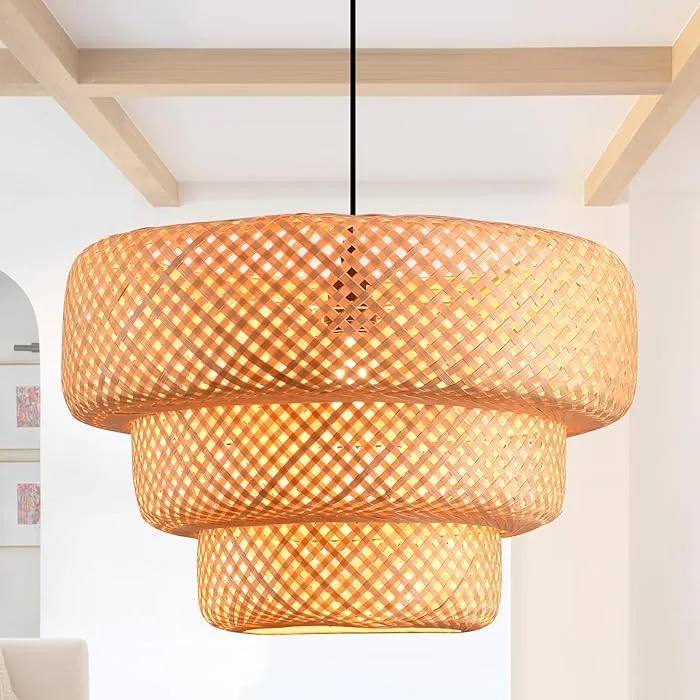 Boho Bamboo Pendant Light Fixture D897