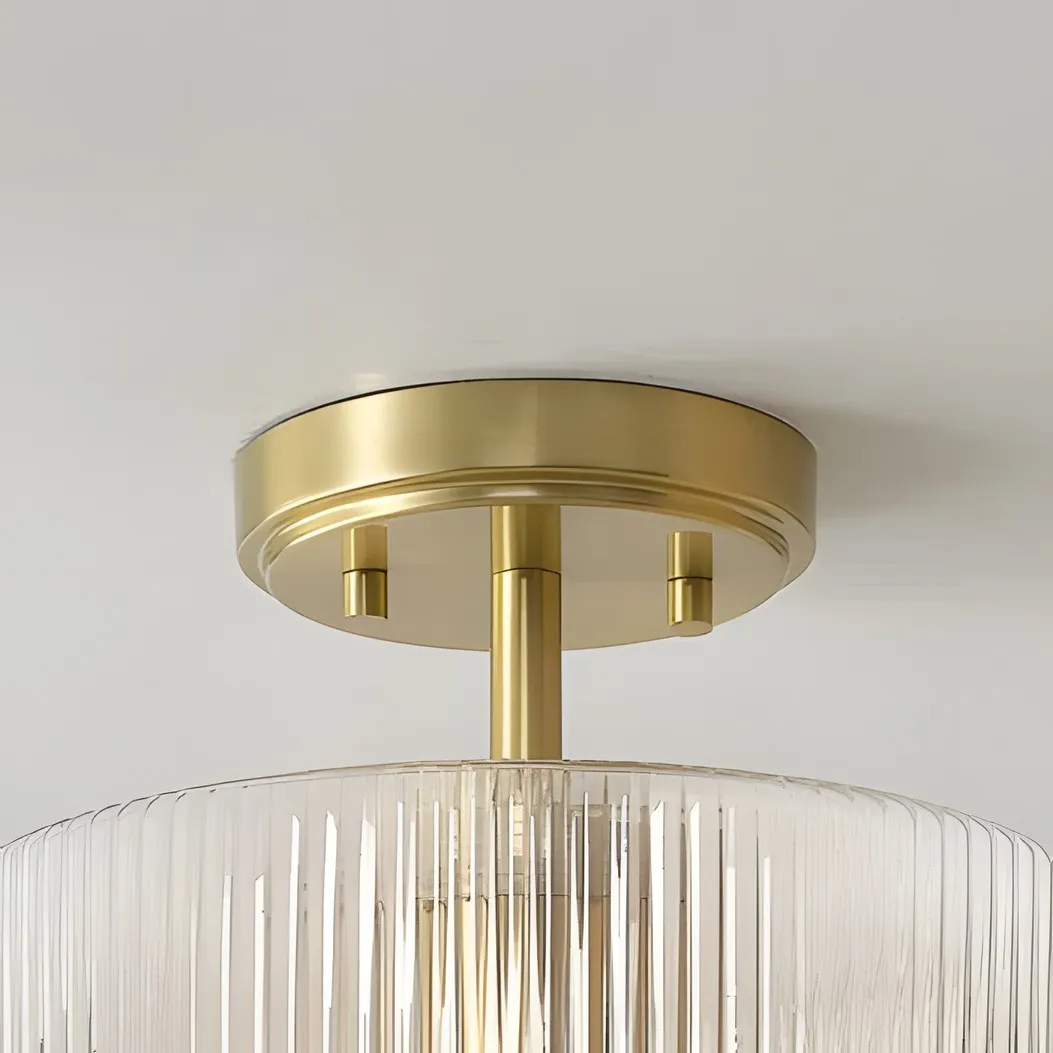 Rivora Ribbed Glass Ceiling Light - Modern Farmhouse Semi Flush Mount Lamp for Bedroom KL2220