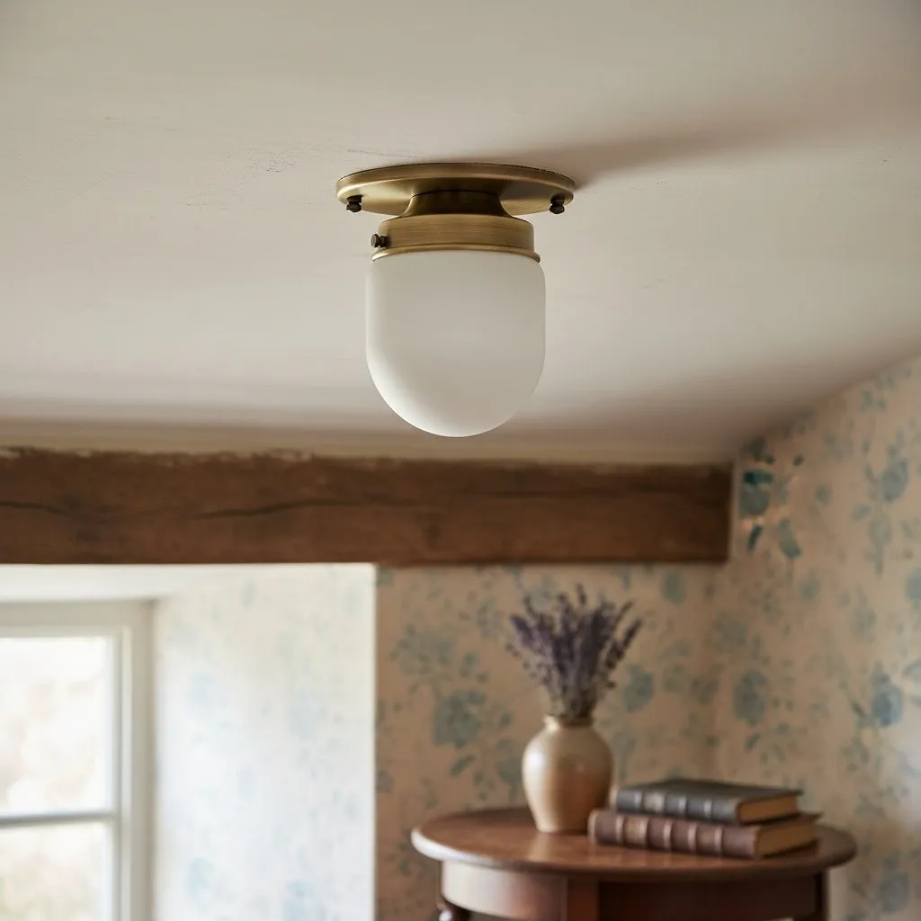 Opalume Glass Globe Flush Mount Light - Vintage Style Lamp for Hallway or Entryway KL1429