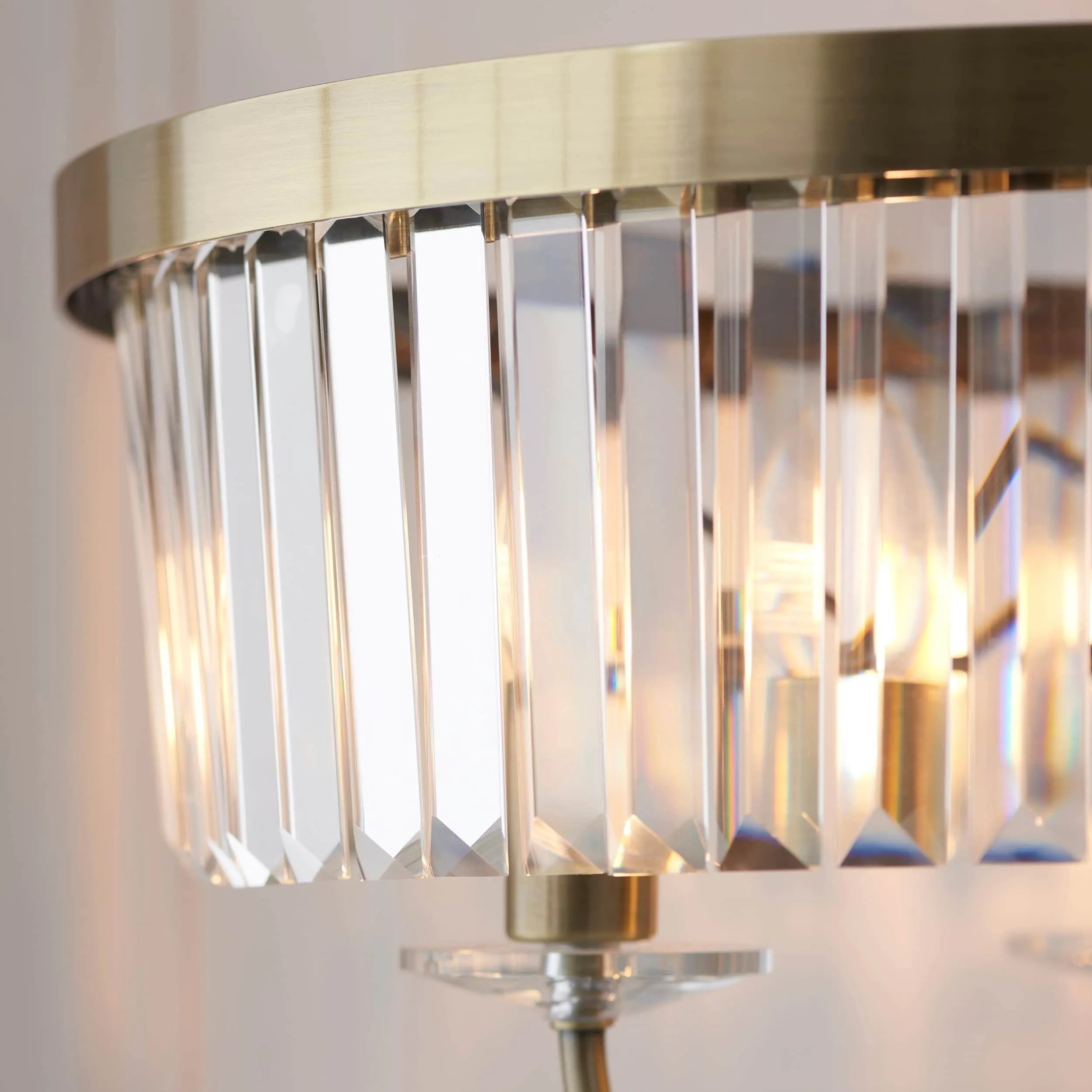 Beveline 3 Light Round Floor Lamp - Faceted Cut Glass Shades Classic Metal Finish For Living Rooms KL1828