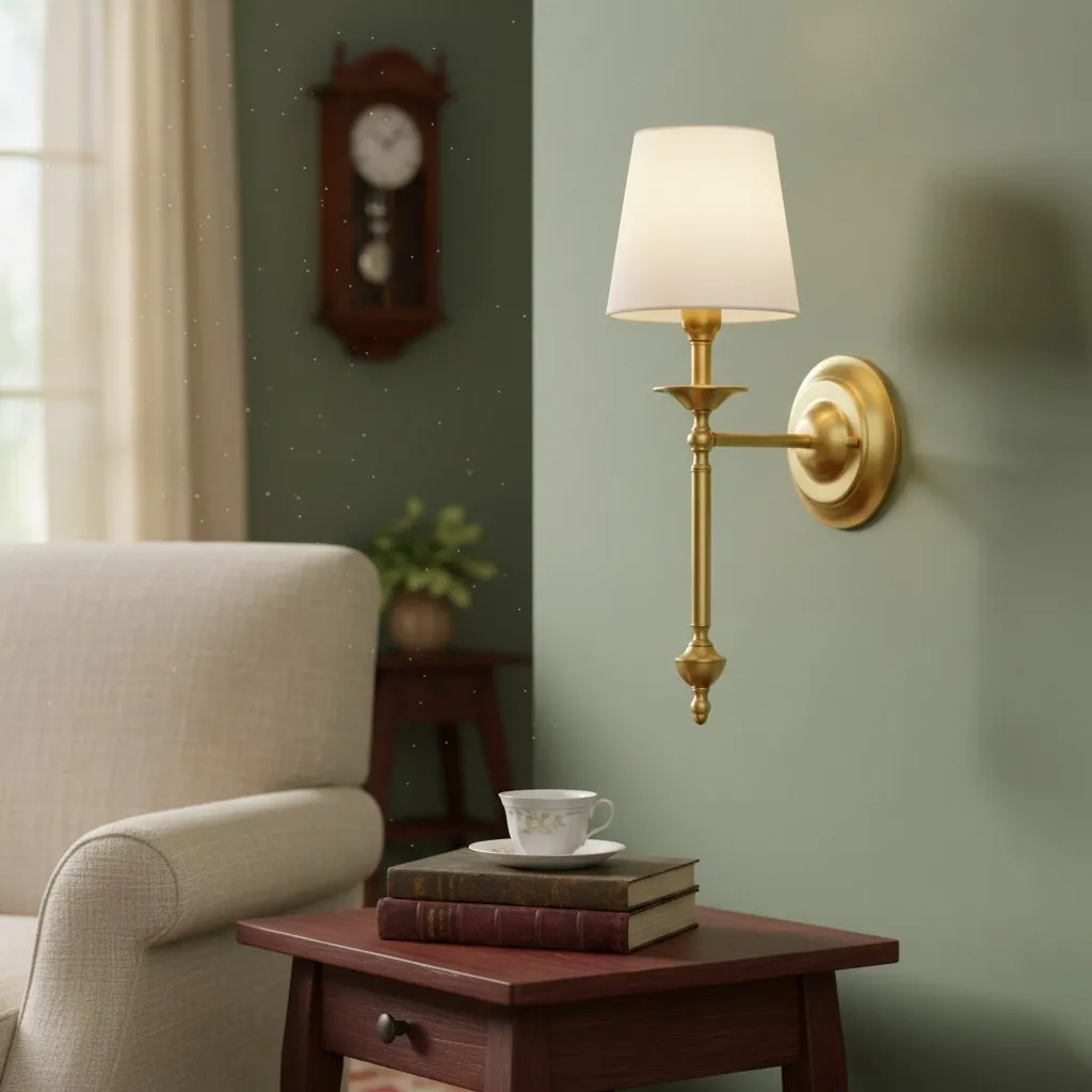 Arcuma Elegant Wall Light - Copper or Black Finishes Sconce with Fabric Shade for Interior KL2337