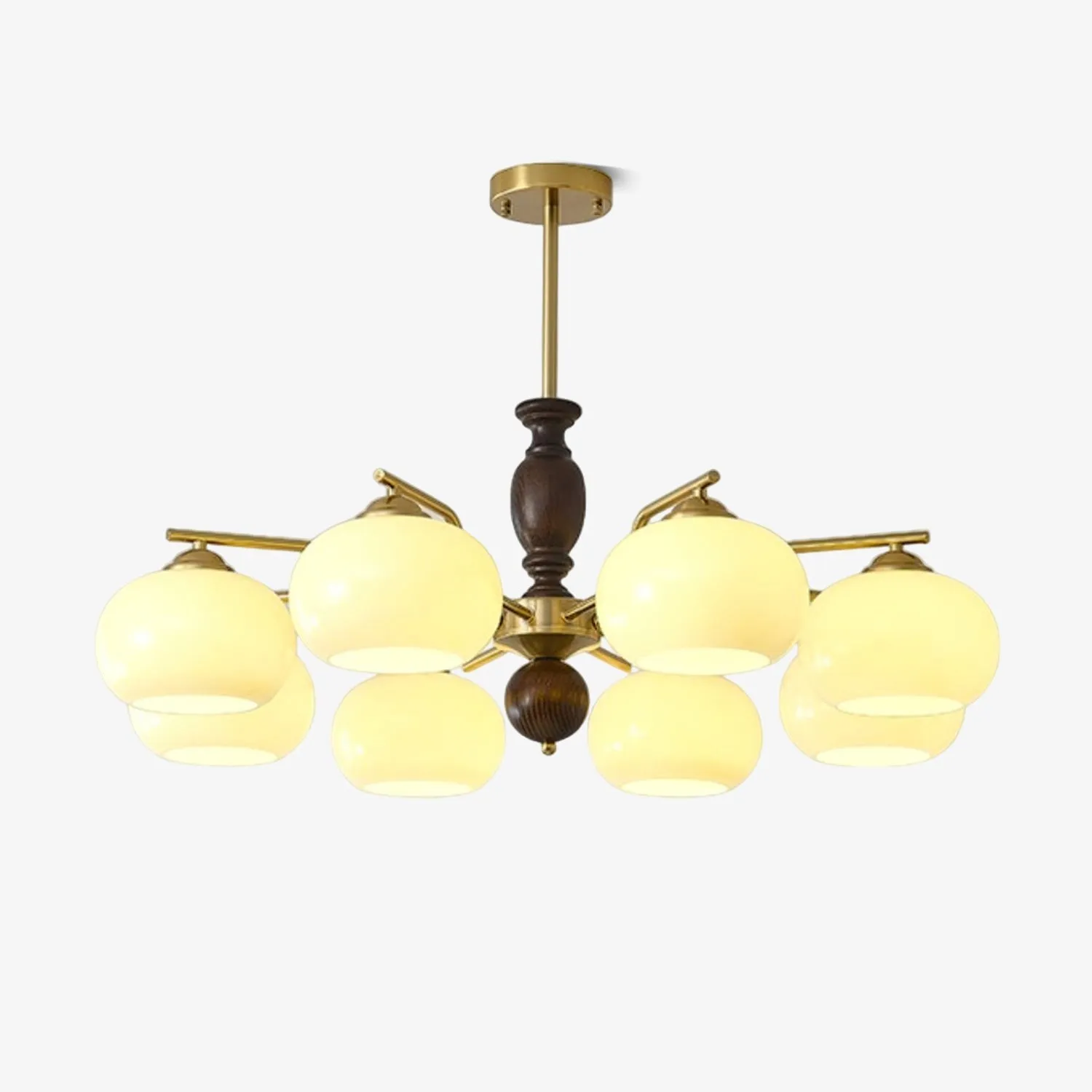 Medieval Style Walnut Beige Orb Chandelier KL750
