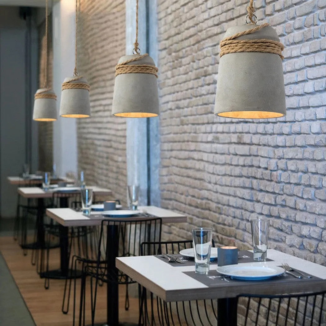 Nordic Cement Hemp Rope Pendant Lamp KL879