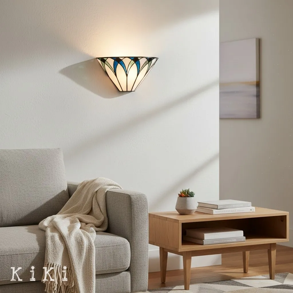 TF Allanton Metal and Glass Wall Light - Art Deco Sconce for Hallway or Living Room KL1767
