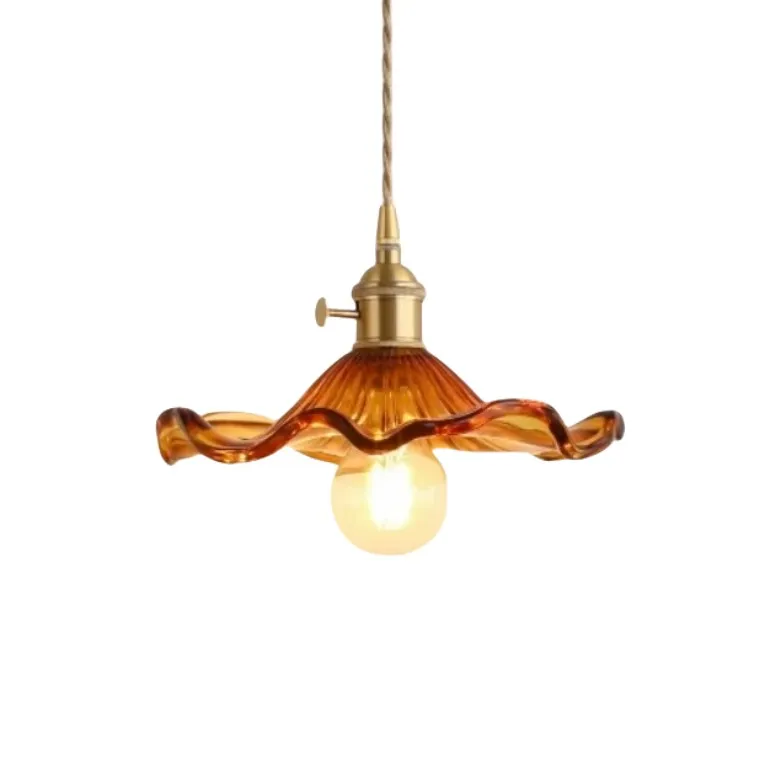 Retro Hibiscus Flower Glass Pendant Light KL113