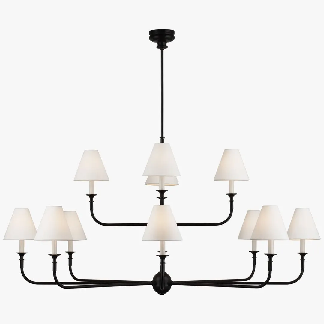 Modern Industrial Metal Chandelier – Luxury Linen Shade Design for Dining or Living Room KL1218