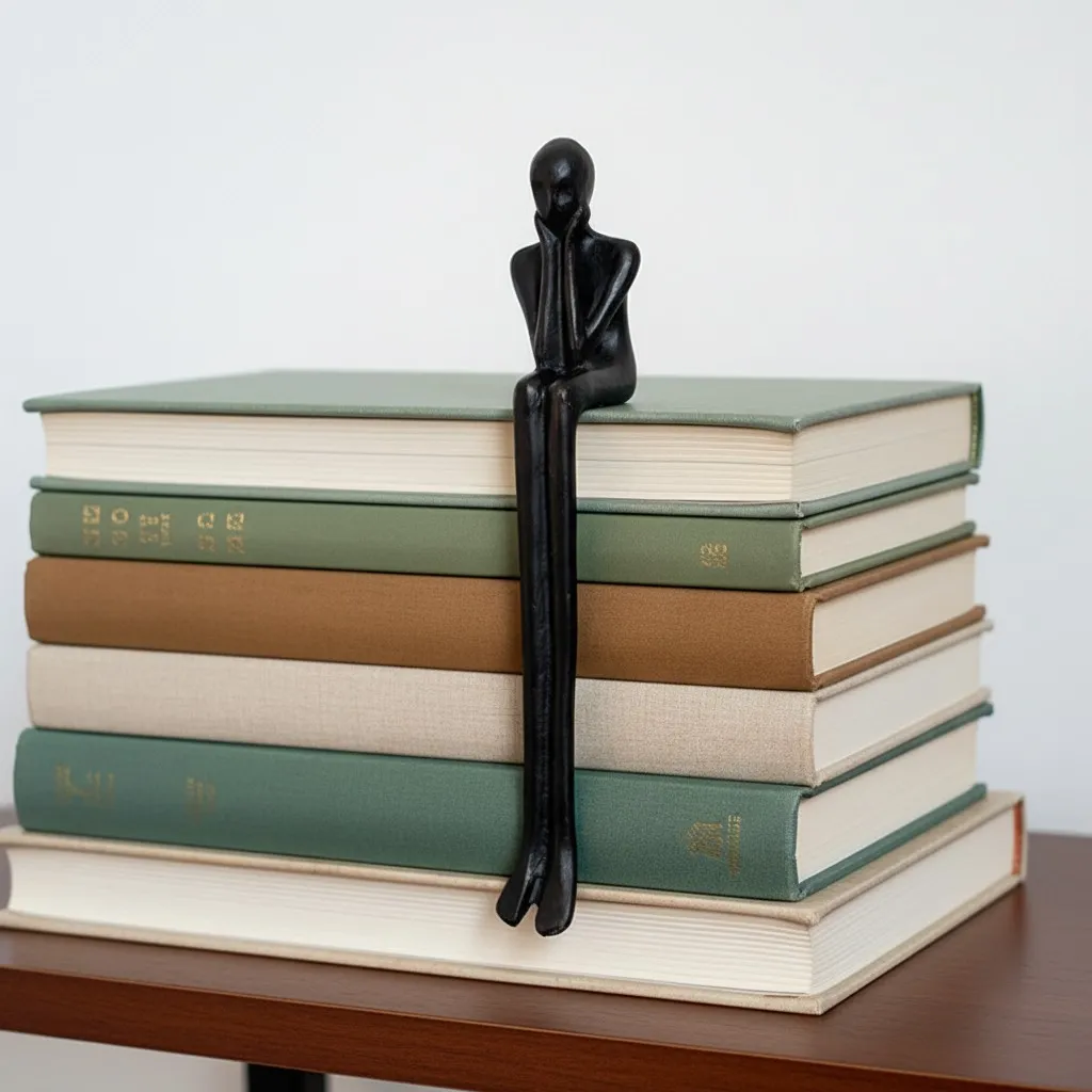 Floxo Abstract Human Figurine And Lazy Dog Sculpture - Nordic Minimalist Metal Decor Shelf And Desk Styling KL2346