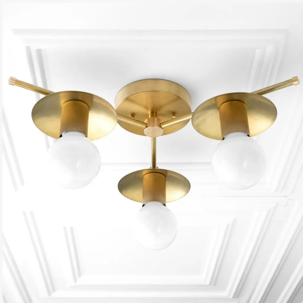 Radiro Globe Industrial Art Deco Light - Unfinished Brass Ceiling Light with Backsplashes KL1438