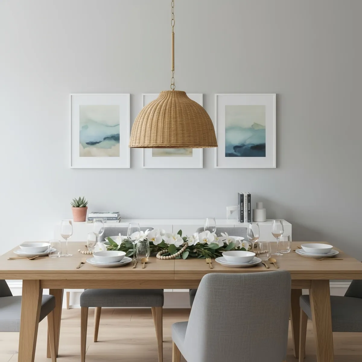 Welanery Dome Pendant Light - Modern Rattan Shade Lamp for Dining Room KL2391