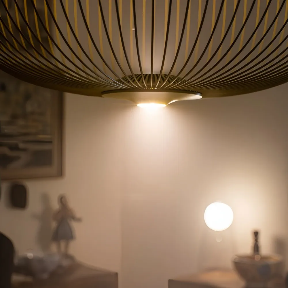 Metal Frame Spokes Pendant Light - Airy Wire Design Lighting for Kitchen Island