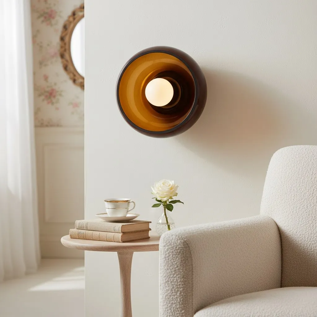 Haelen Alistair Retro Bowl Wall Sconce - Elegant Round Shade Wall Light for Living Room KL1753