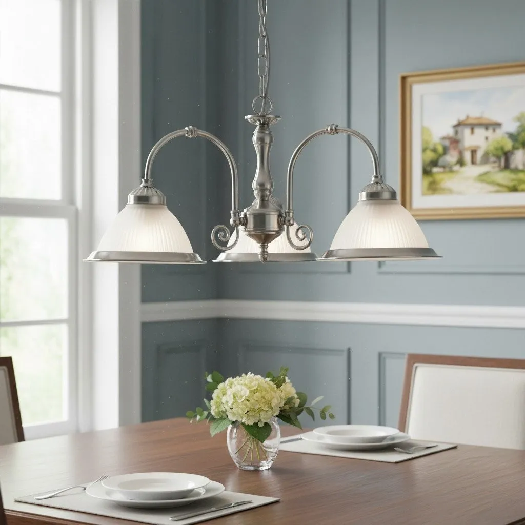 TF Vintora Ribbed Glass Pendant Light - Elegant Metal Trim for Kitchens, Dining Areas and Hallways KL1978