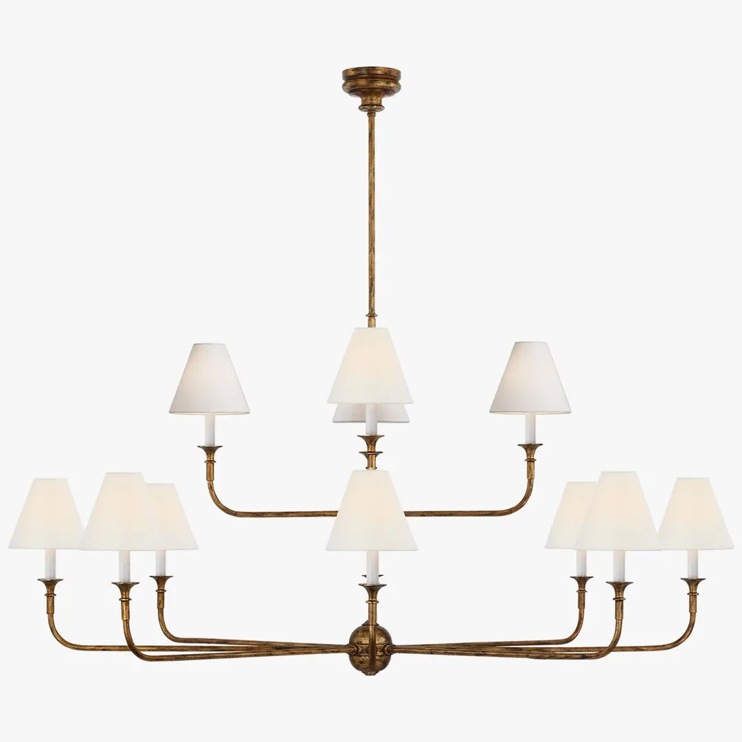 Modern Industrial Metal Chandelier – Luxury Linen Shade Design for Dining or Living Room KL1218