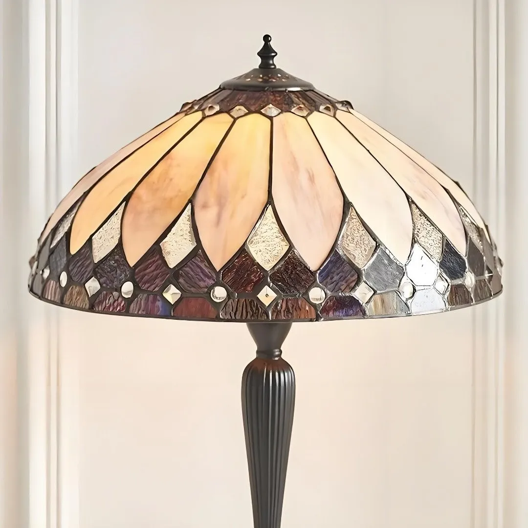 TF Brooklyn Tiffany Lamp Stained Glass Mosaic Table Lamp - Classic Art Deco Style for Living Room KL1977