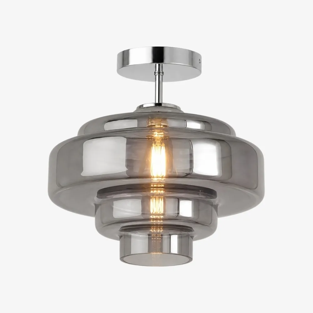 Koloro Glass Ceiling Light - Layered Rounded Design Lampshade for Hallway or Cloakroom A59