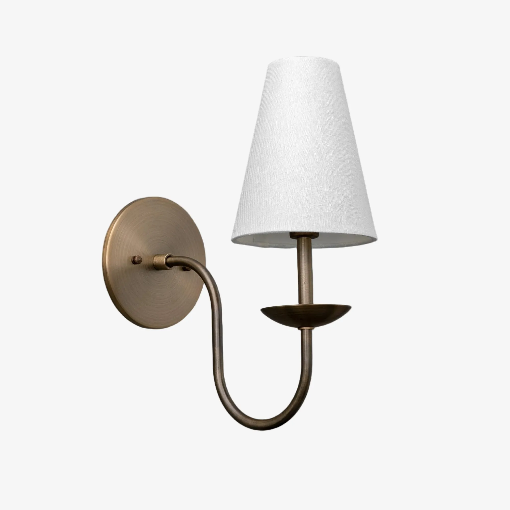 Curva Metal White Linen Sconce - Classic Brass Wall Light for Bedrooms KL1520