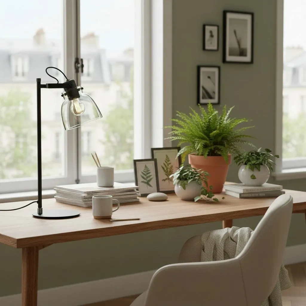 Readium Adjustable Table Lamp - Industrial Metal and Dome Glass for Bedroom and Study KL1822
