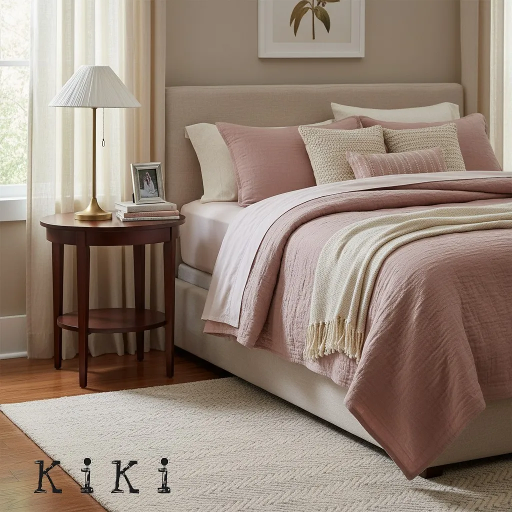 Blossine Linen Scalloped Table Lamp – Modern Elegant Lighting for Bedside or Living Room KL1536