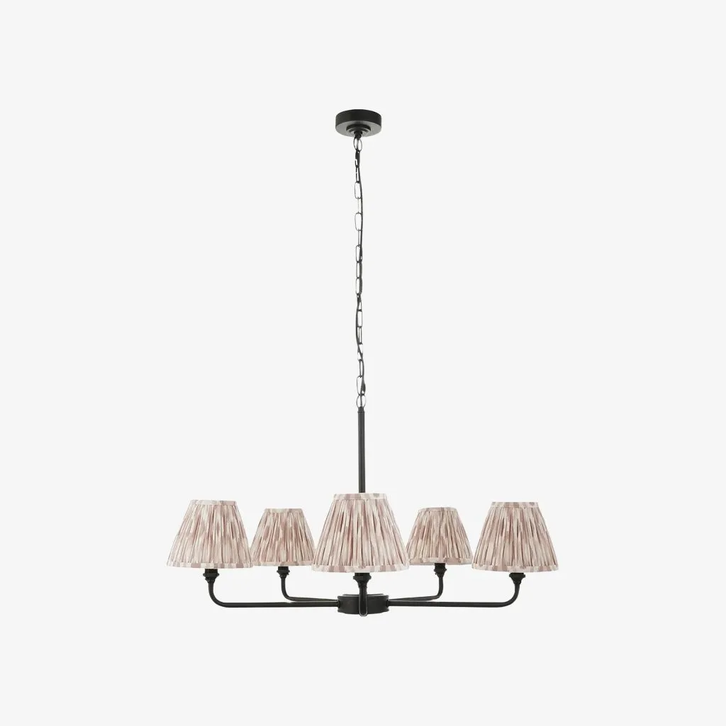 Zevatik Classic Ikat Patterned Fabric Chandelier - Metal Bracket Chandelier KL1873