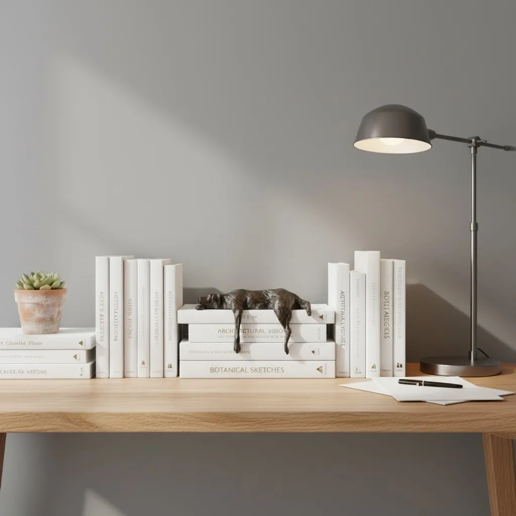 Floxo Abstract Human Figurine And Lazy Dog Sculpture - Nordic Minimalist Metal Decor Shelf And Desk Styling KL2346