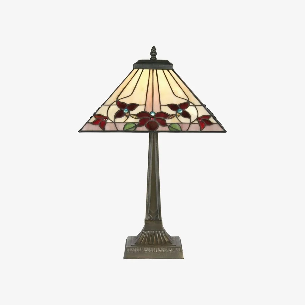 TF Camillo Dragonfly Stained Glass Table Lamp - Art Nouveau Tiffany Style with Scalloped Edge for Living Room and Bedroom KL1913