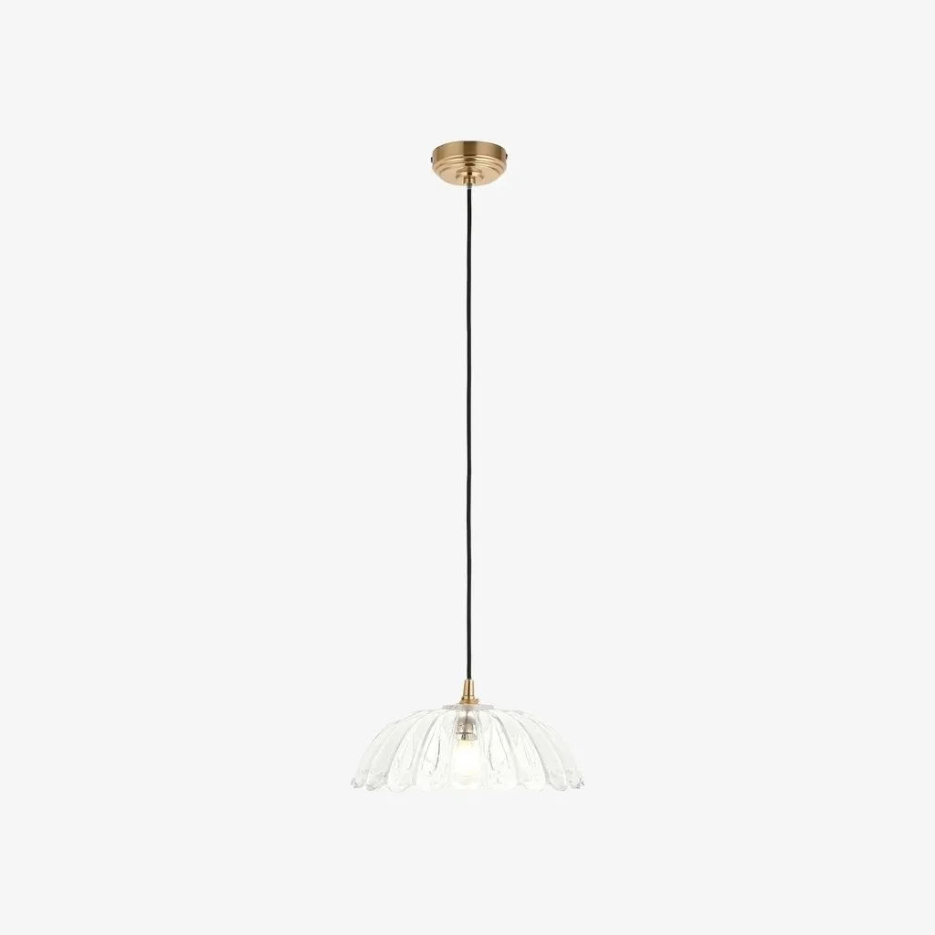 Floriaxis Floral Glass Pendant Light - Floral Glass Shade with Braided Cable for Kitchen or Dining KL1912