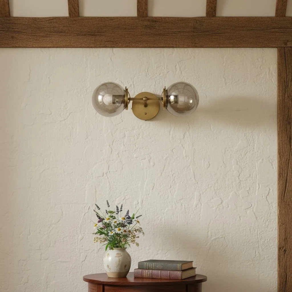 Lumio Globe Double Globe Vanity Wall Light - Rustic Farmhouse Bathroom Wall Fixture KL1467