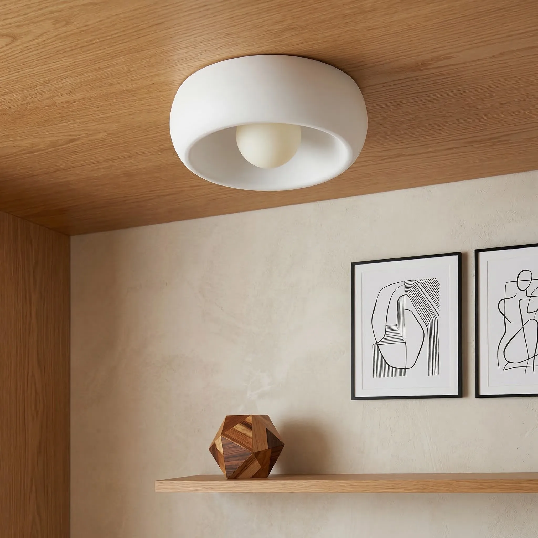 Aurelox Round Flush Mount Ceiling Light - Geometric Fixture for  Contemporary Indoor KL2294