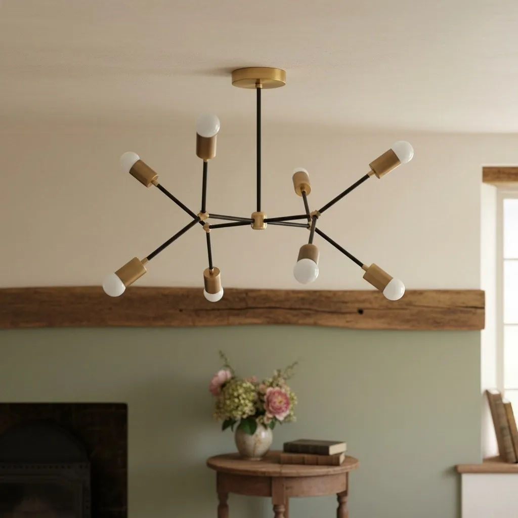 Mobilux Line Modern Geometric Chandelier - Brass Ceiling Light Fixture KL1410